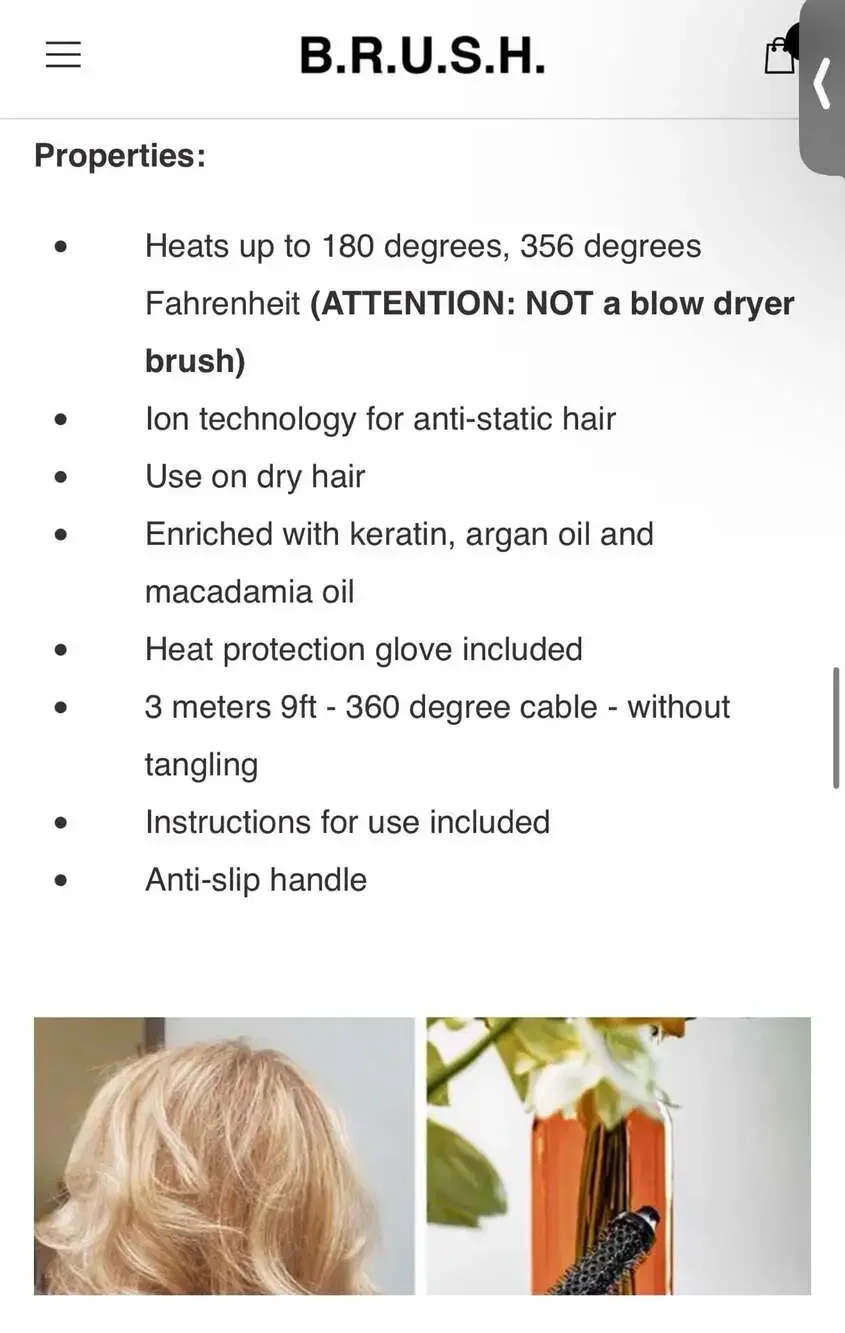 B.R.U.S.H. 30 Hot Styling Brush with Ion Technology